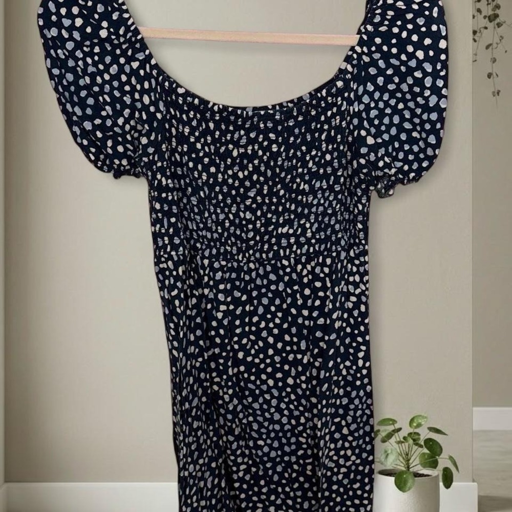 Roxy Navy blue and white polka dot dress